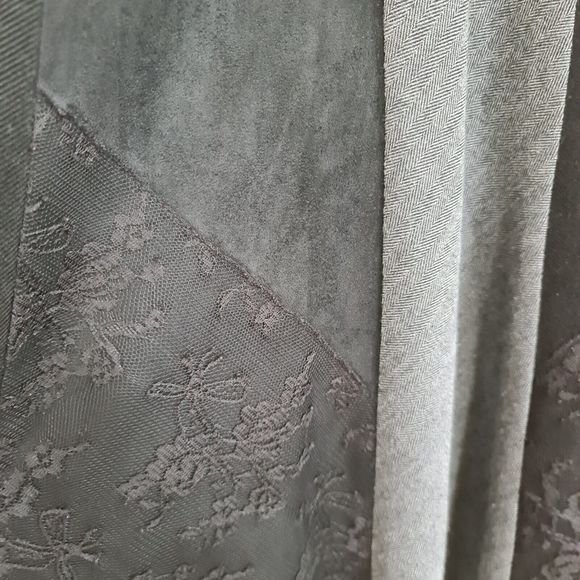 Per Una Midi Skirt Size 16R Black Flippy Panelled Glen Check Cord Lace Boho - Picture 5 of 15